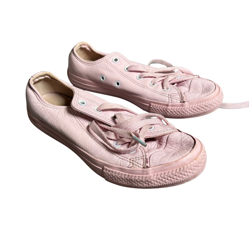 Converse Chuck Taylor All Star Pink Leather Low Top Sneakers Youth Size 3